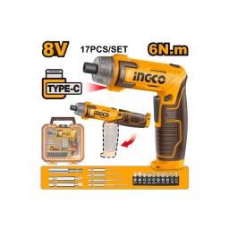 Ingco ელ. ხრახნდამჭერი კომპლექტში Li-Ion 8V-6N USB-Type-C (CSDLI08025) 