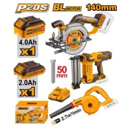 Ingco უკაბელო ცირკული ხერხის, სტეპლერისა და დამბერის 3 ც-ნი კომპლექტი (COSLI240683)-JUSTSHOP.GE-ზე