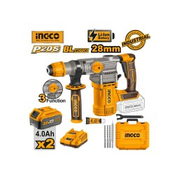 Ingco ელ. პნევმატური დრელი (პერფორატორი) Li-Ion Proline 20V-4.5J (CRHLI202882)-JUSTSHOP.GE-ზე