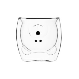 Ardesto ჭიქების ნაკრები Double wall borosilicate glass mug set Animals, 250 ml, 2 pcs
