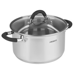 Ardesto ქვაბი Casserole Gemini, glass lid, 4.7 l, gray handles with silicone