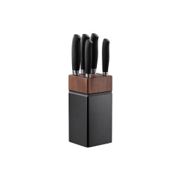 Ardesto დანების ნაკრები Knife set Black Mars 6pcs., s/s, wooden block-JUSTSHOP.GE-ზე