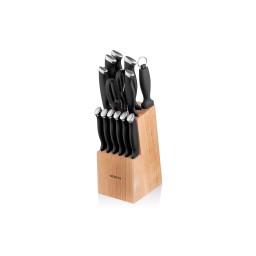 Ardesto დანების ნაკრები Knife set Gemini Gourmet 14 pcs, s/s, plastic, block: rubber wood-JUSTSHOP.GE-ზე