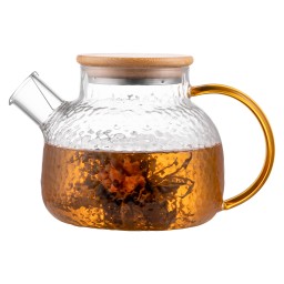 Ardesto ჩაის ჩაიდანი Teapot Dew, 1000ml, borosilicate glass, bamboo, transparent