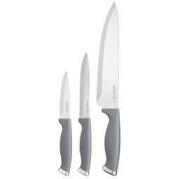 Ardesto დანების ნაკრები Knives Set Gemini Gourmet, 3pcs, stainless steel, plastic, grey-JUSTSHOP.GE-ზე