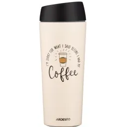 Ardesto თერმოსი Travel mug Coffee Time, 450ml, stainless steel, beige