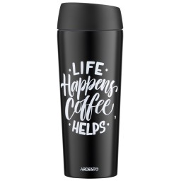 Ardesto თერმოსი Travel mug Coffee Time, 450ml, stainless steel, black-JUSTSHOP.GE-ზე