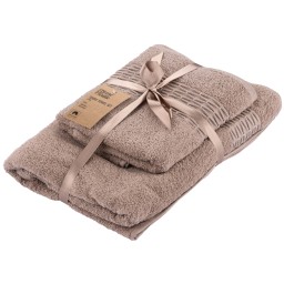 Ardesto პირსახოცის ნაკრები Terry towel set Lotus, 50х90cm, 70х140cm, 2pcs, 100% cotton, beige-JUSTSHOP.GE-ზე