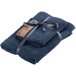 Ardesto პირსახოცის ნაკრები Terry towel set Lotus, 50х90cm, 70х140cm, 2pcs, 100% cotton, blue-JUSTSHOP.GE-ზე