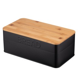 Ardesto საპურე Bread bin Midori 33х18х12cm, metal, bamboo, black-JUSTSHOP.GE-ზე