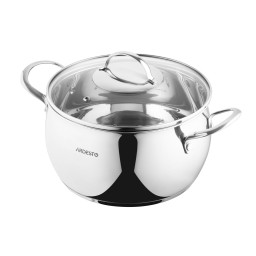 Ardesto ქვაბი Casserole with glass lid Gemini Liguria, 5l, stainless steel