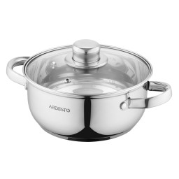 Ardesto ქვაბი Casserole with glass lid Gemini Gourmet Aosta, 1.8l, stainless steel