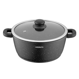 Ardesto ქვაბი Casserole with glass lid Gemini Anzio, 4.4l, aluminium, black