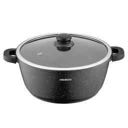 Ardesto ქვაბი Casserole with glass lid Gemini Anzio, 6.4l, aluminium, black