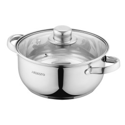 Ardesto ქვაბი Casserole with glass lid Gemini Gourmet Aosta, 2.7l, stainless steel