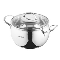 Ardesto ქვაბი Casserole with glass lid Gemini Liguria, 4l, stainless steel