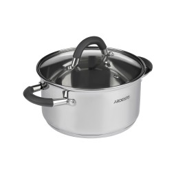 Ardesto ქვაბი Casserole with glass lid Gemini Salerno, 1.2l, stainless steel, silicone