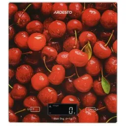 Ardesto სამზარეულოს სასწორი scales for kitchen CHERRY, 5кг, AAAx2 included, glass, colorful-JUSTSHOP.GE-ზე