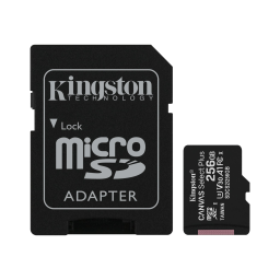 Kingston მეხსიერების ბარათი microSD 256GB C10 UHS-I R100/W85MB/s + SD-JUSTSHOP.GE-ზე