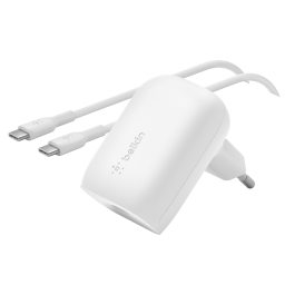 Belkin მობილურის დამტენი Wall Charger 30W USB-C PD PPS, 1M PVC C-С, white