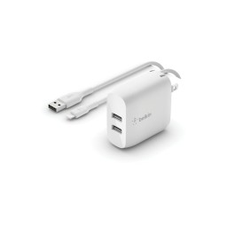 Belkin მობილურის დამტენი Wall Charger 24W USB-A, 1M PVC A-LTG, white