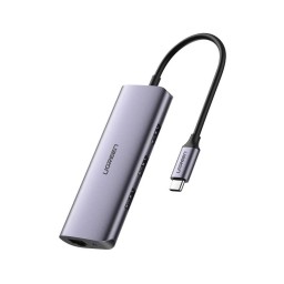 USB-C ჰაბი UGREEN 60718, Type-C, USB, RJ45, Micro USB, Grey