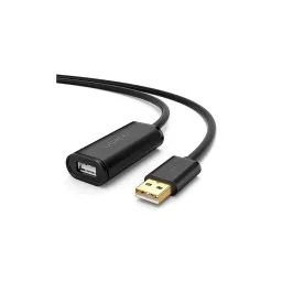 USB დამაგრძლებელი UGREEN US121 (10323) USB 2.0 Active Extension Cable with Chipset 15m (Black)-JUSTSHOP.GE-ზე