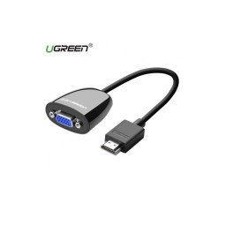 ადაპტერი UGREEN MM105 (40253), HDMI to VGA converter without Audio, Black-JUSTSHOP.GE-ზე
