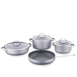 ქვაბების ნაკრები Korkmaz A2619-3 Linea 7 pcs Cookware Set- Grey-JUSTSHOP.GE-ზე
