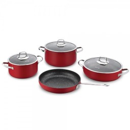 ქვაბის და ტაფის ნაკრები Korkmaz A1877 Zeta Cookware Set 7pcs/Red