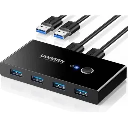 სვიჩი UGREEN US216 (30768), 2 In 4 Out USB 3.0 Sharing Switch Box, Black-JUSTSHOP.GE-ზე