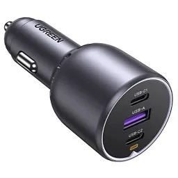 მანქანის დამტენი UGREEN EC705 (35025), 130W, Type-C, USB-A, Grey-JUSTSHOP.GE-ზე