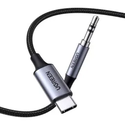 აუდიო ადაპტერი UGREEN CM450 (20192), Type-C Male To 3.5mm Male Audio Cable With Chip, 1m, Black/Grey-JUSTSHOP.GE-ზე