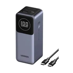 პორტატული დამტენი UGREEN PB724 (35526B) Nexode, 12000mAh 100W, Type-C, USB-A, Power Bank With Smart Digital Display, Grey-JUSTSHOP.GE-ზე