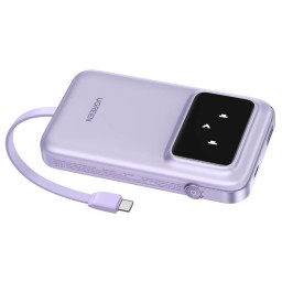პორტატული დამტენი UGREEN PB511 (35604B) Uno, 10000mAh 30W, USB, Type-C, Power Bank With Built In Cable, Purple-JUSTSHOP.GE-ზე
