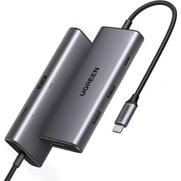 USB-C ჰაბი UGREEN CM498 (15531) Revodok Pro 107, HDMI, USB, SD/TF, Type-C, Hub, Dark Grey-JUSTSHOP.GE-ზე