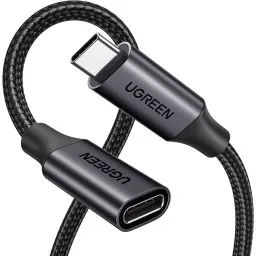 USB ადაპტერი UGREEN US372 (45191), 100W, Type-C Extension Cable, 1m, Black-JUSTSHOP.GE-ზე