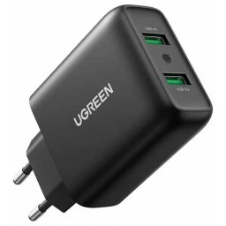 მობილურის დამტენი UGREEN CD161 (10216), 36W, USB, Fast Charger, Black-JUSTSHOP.GE-ზე