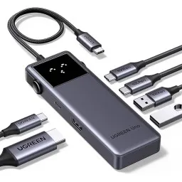 USB-C ჰაბი UGREEN CM888 (35998) Groovy Robot, 6-in-1, HDMI, USB-A, Type-C, HUB, Space Gray-JUSTSHOP.GE-ზე