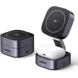 უსადენო დამტენი UGREEN W702 (35316) MagFlow Qi2, 25W, Magnetic Foldable Charging Station, Dark Gray-JUSTSHOP.GE-ზე
