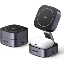 უსადენო დამტენი UGREEN W702 (35316) MagFlow Qi2, 25W, Magnetic Foldable Charging Station, Dark Gray-JUSTSHOP.GE-ზე