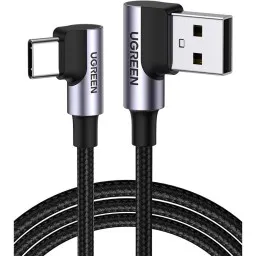 USB კაბელი UGREEN US176 (20856), 18W, USB-A to Type-C 90 Degree, 1m, Space Grey-JUSTSHOP.GE-ზე