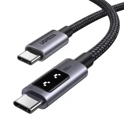 USB კაბელი UGREEN Uno L509 (35501), 100W, Type-C to Type-C, 1M, Black/Grey-JUSTSHOP.GE-ზე