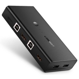 KVM სვიჩი UGREEN CM200 (50744), HDMI 2 IN 1 KVM Switcher, 4K*2K@30HZ, Black-JUSTSHOP.GE-ზე