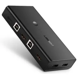 KVM სვიჩი UGREEN CM200 (50744), HDMI 2 IN 1 KVM Switcher, 4K*2K@30HZ, Black-JUSTSHOP.GE-ზე
