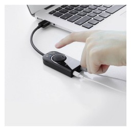 ხმის ბარათი UGREEN CM129 (40964) USB External Stereo Sound, card 3,5 mm mini jack with volume control Adapter 15cm (Black)-JUSTSHOP.GE-ზე