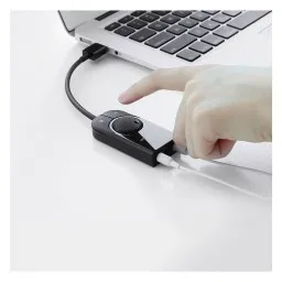 ხმის ბარათი UGREEN CM129 (40964) USB External Stereo Sound, card 3,5 mm mini jack with volume control Adapter 15cm (Black)-JUSTSHOP.GE-ზე