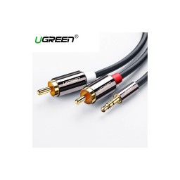 აუდიო კაბელი UGREEN AV116 (10590) 3.5mm to 2 RCA audio cable adapter male to male 3.5mm Audio Line to dual lotus head line 2 rca Aux Audio Cable 3m (Black)-JUSTSHOP.GE-ზე