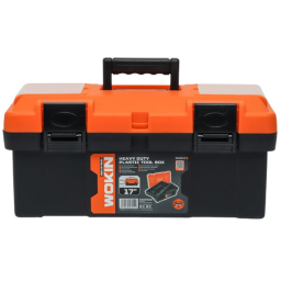 ხელსაწყოების პლასტმასის ყუთი Wokin 900017, 17\, Heavy Duty Plastic Tool Box (INDUSTRIAL), Black/Orange