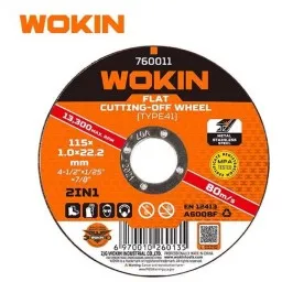მეტალის საჭრელი დისკი Wokin 760111, 115x1.2x22.2mm, Flat Cutting-Off Wheel (TYPE41), Orange-JUSTSHOP.GE-ზე